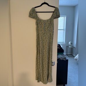 Reformation Green Floral Dress